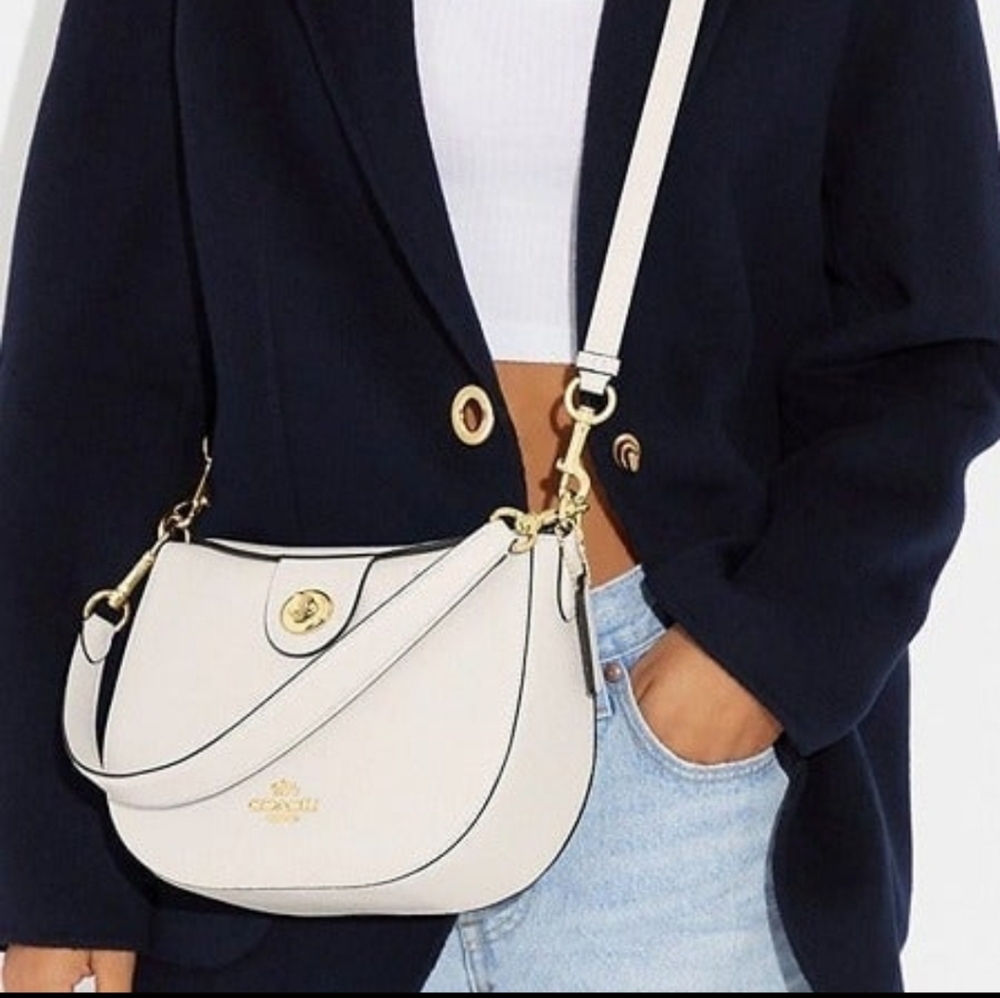 Coach CH196 Ella Hobo Leather Shoulder Crossbody Gold/Chalk - Picture 12 of 12